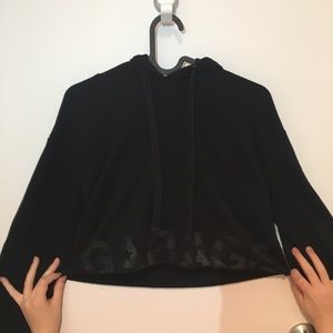 Black cropped garage hoodie